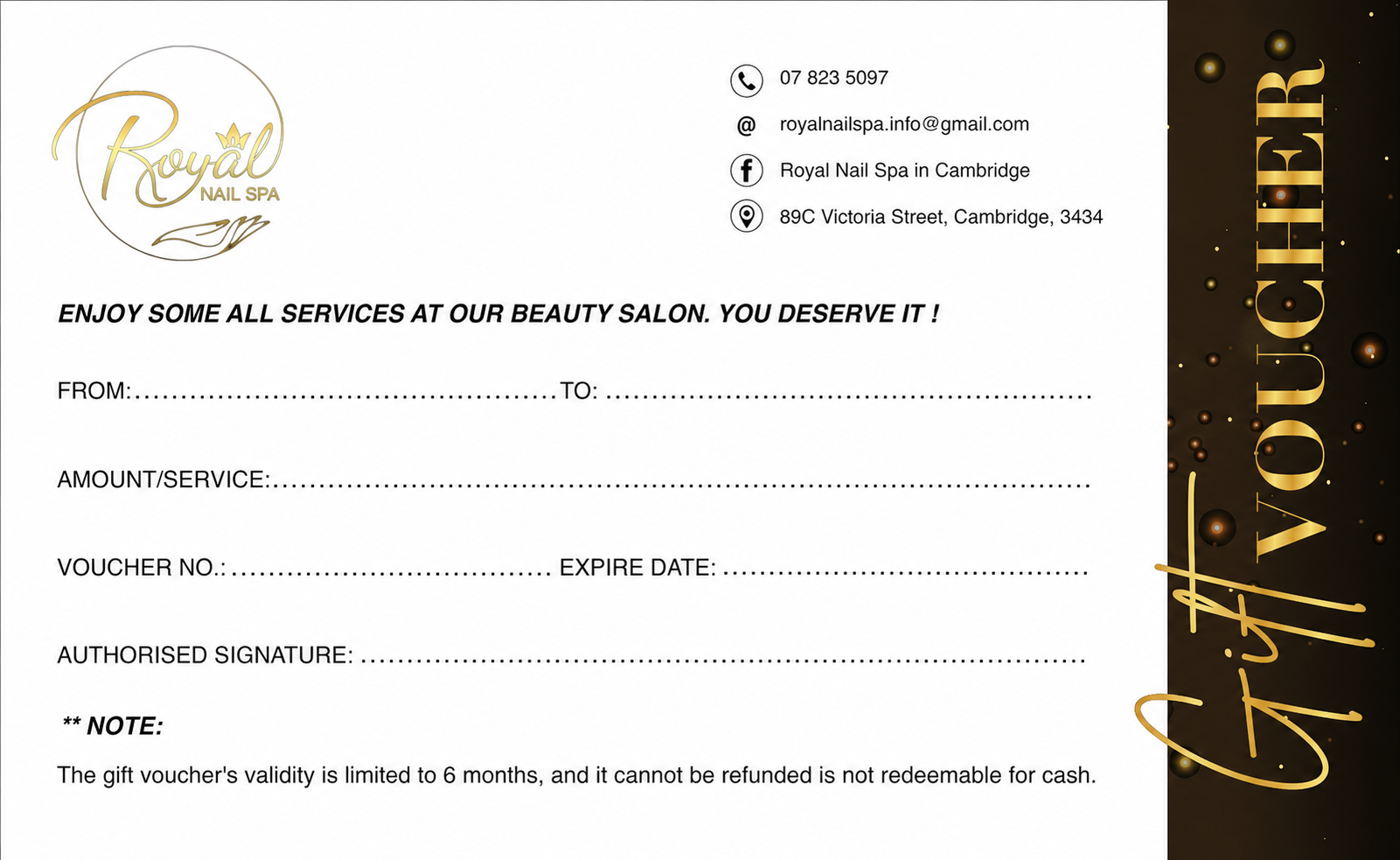 Royal Nail & Spa gift voucher